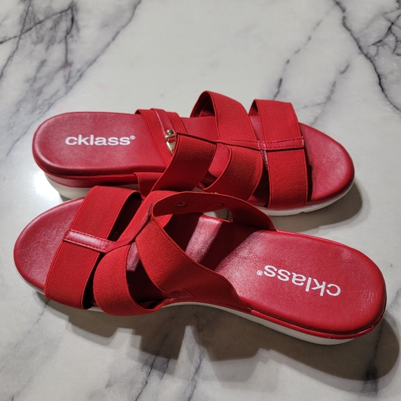 Cklass Open Toe Women's Red Slip On Shoes Estilo 701-74 Size 9 - Picture 6 of 7